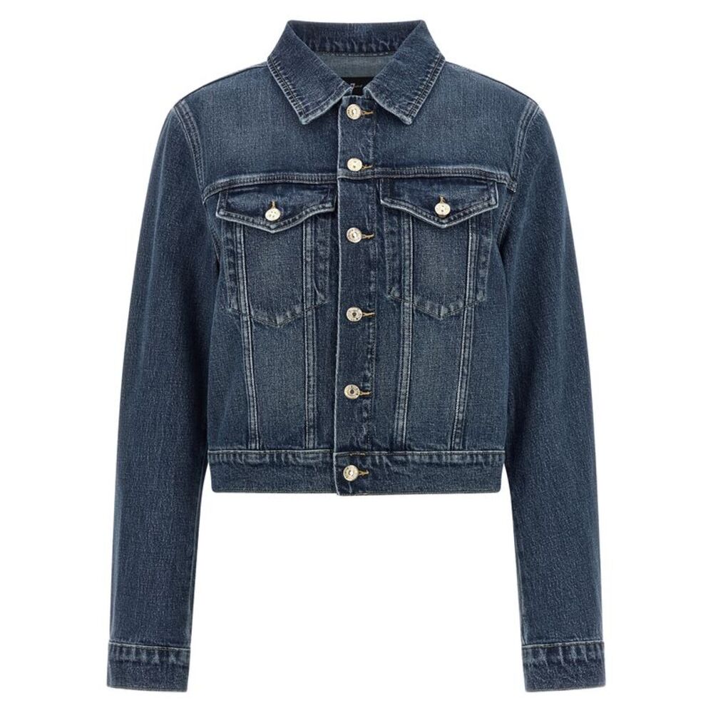 7 For All Mankind Blue Cotton Denim Women's Jacket